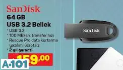 SANDİSK 64 GB USB 3.2 BELLEK SANDİSK 64 GB USB 3.2 BELLEK